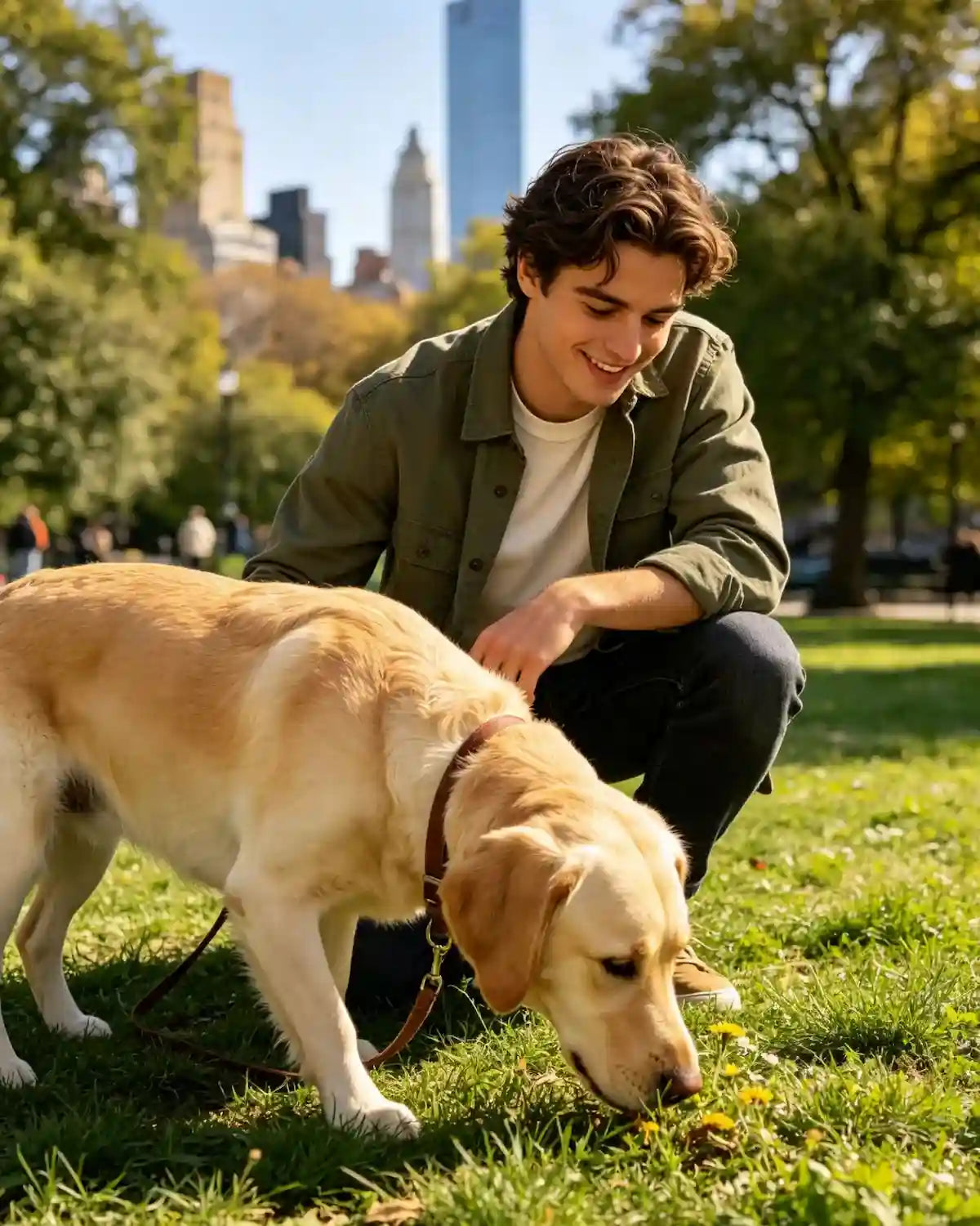 Dog enjoying outdoor park time with owner during a Tuppii pet outing